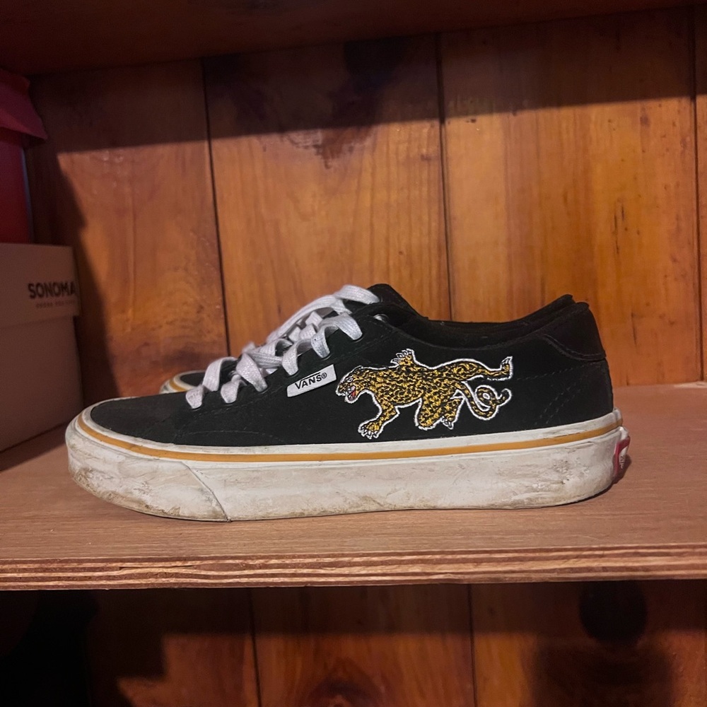 Vans Black Sneakers with Leopard Design